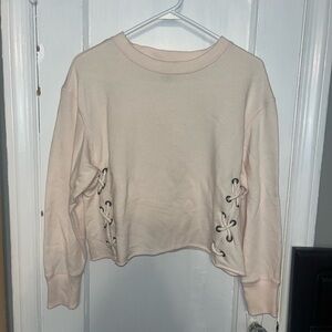 Cream Lace-Up Sweatshirt